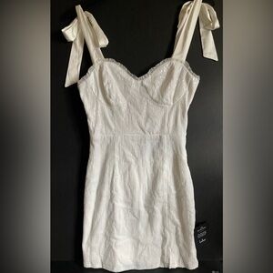 Lulu's White Mini Dress with Bow Straps